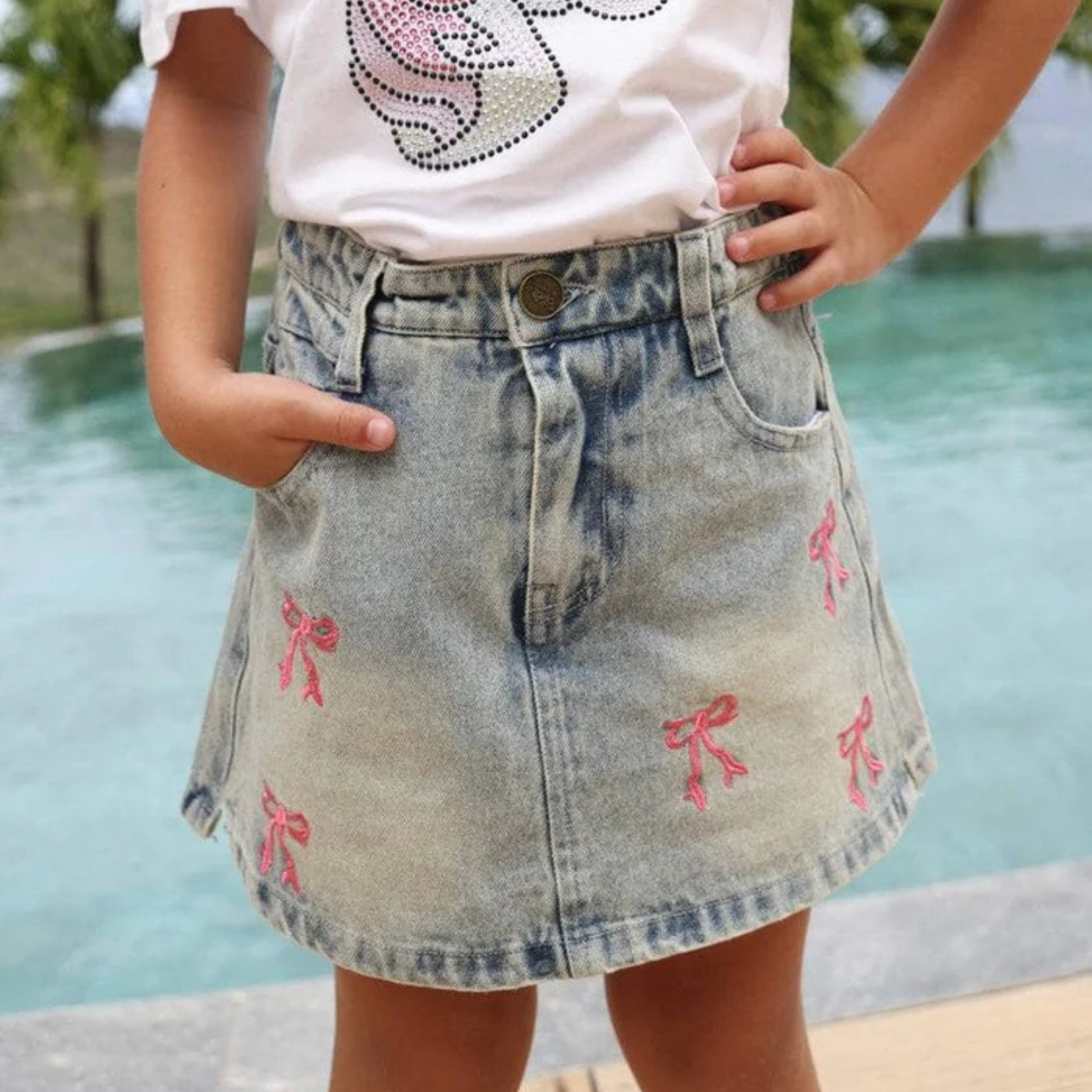 CUTIE BOWS DENIM SKIRT