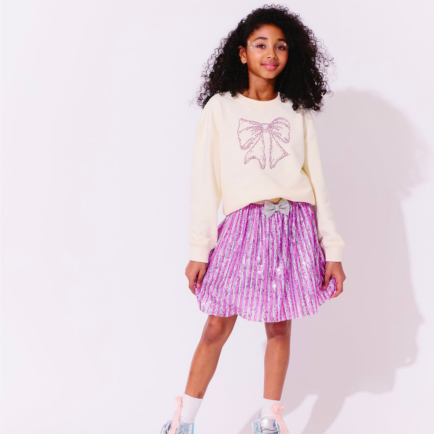 LOLA AND THE BOYS | Bow Sequin Striped Skirt