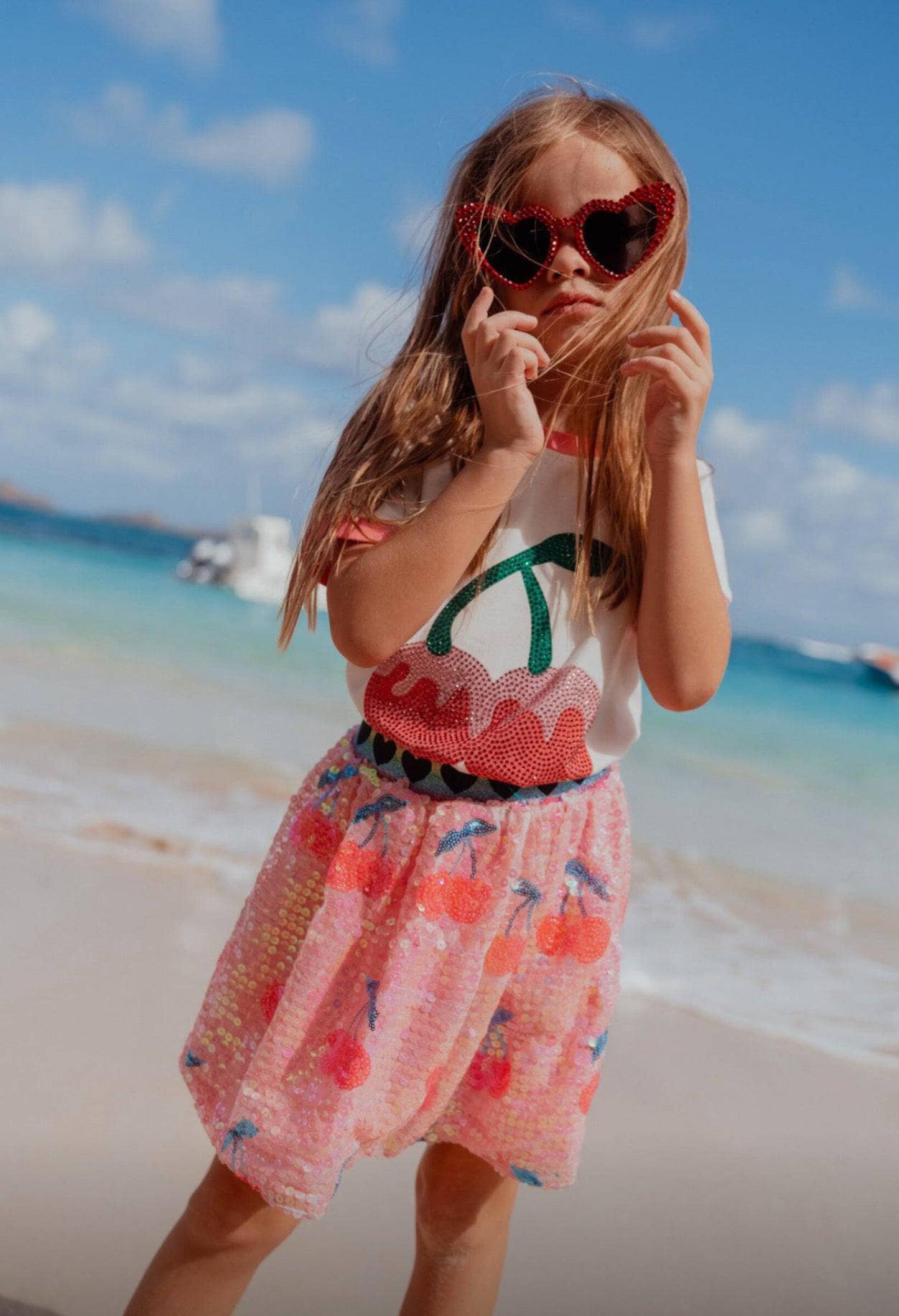 LOLA AND THE BOYS | Cherry Sequin Skirt