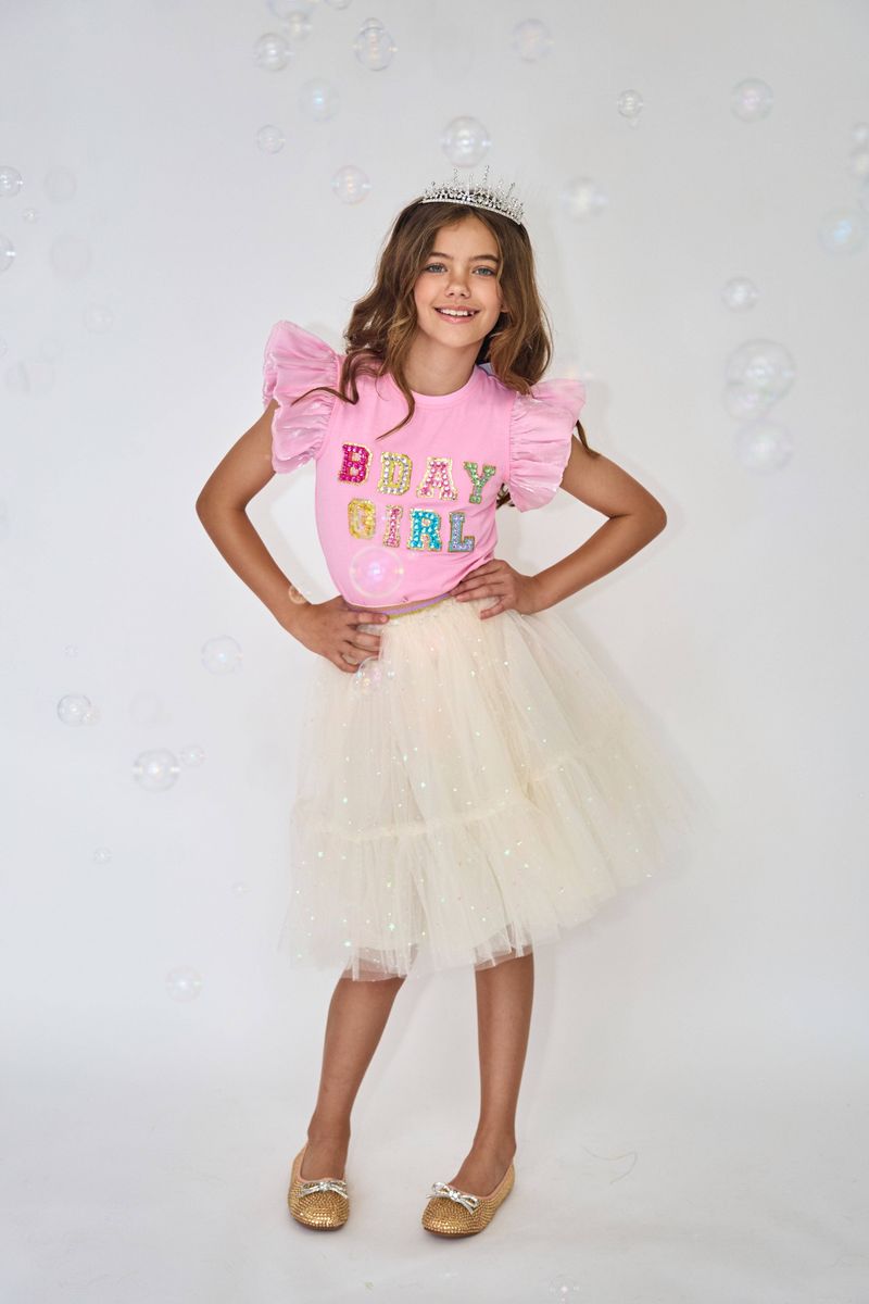 PINK BIRTHDAY RUFFLE T-SHIRT