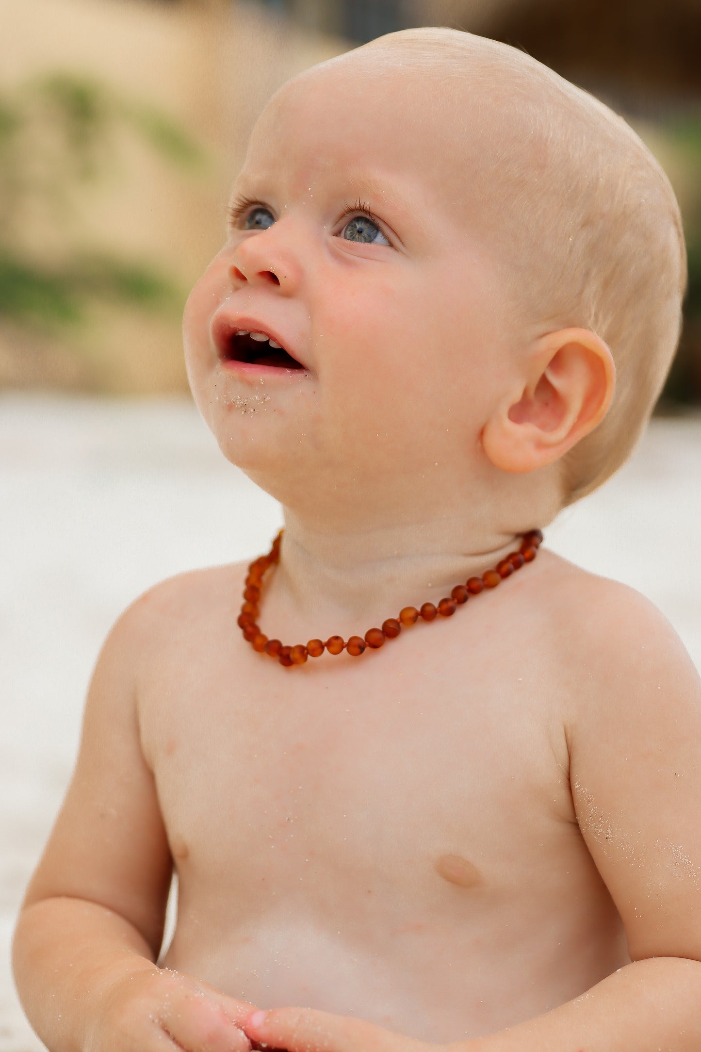 LA LUNA AMBER BABY NECKLACE - COGNAC