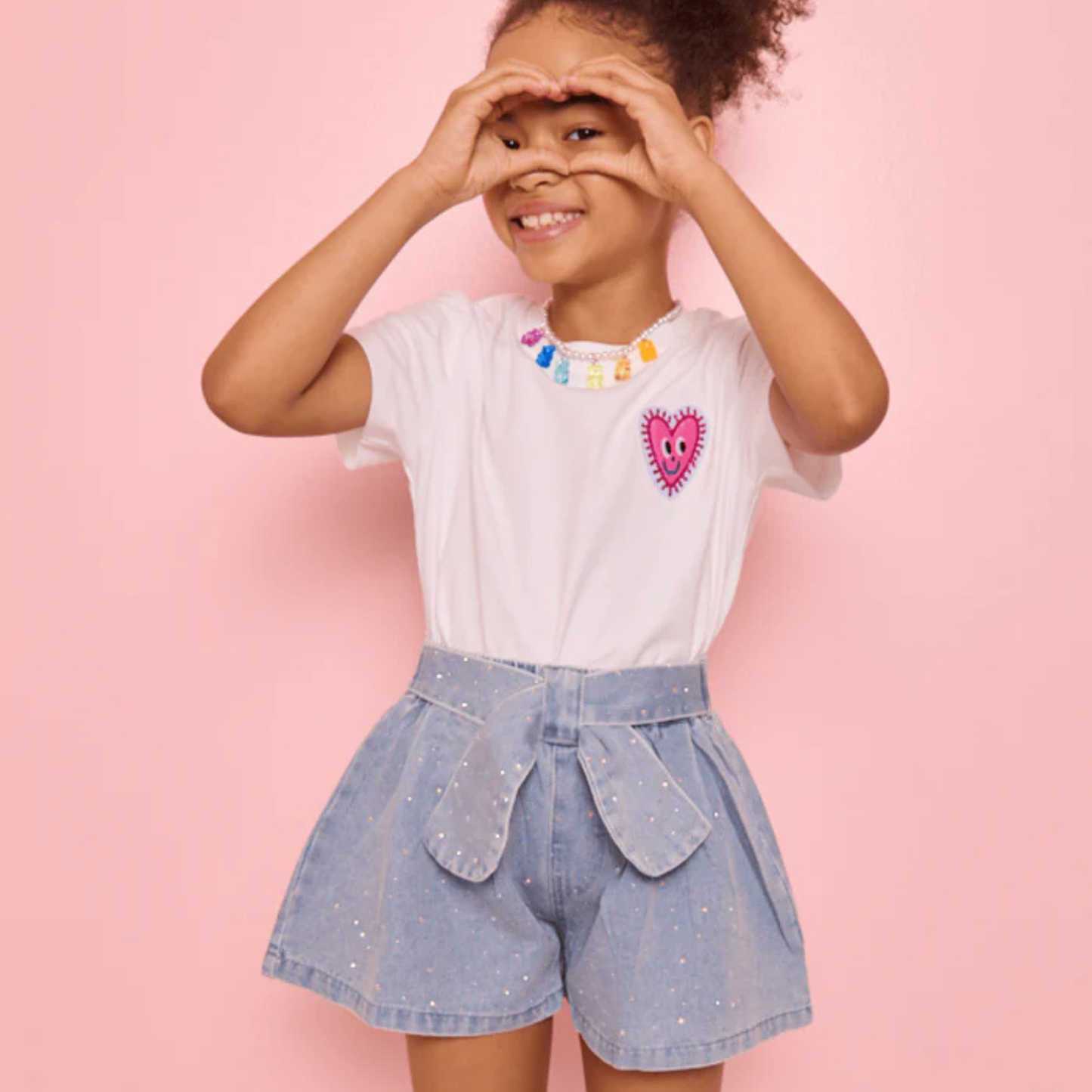 SPARKLE BOW DENIM SHORT