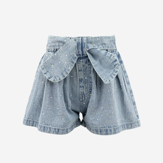 SPARKLE BOW DENIM SHORT