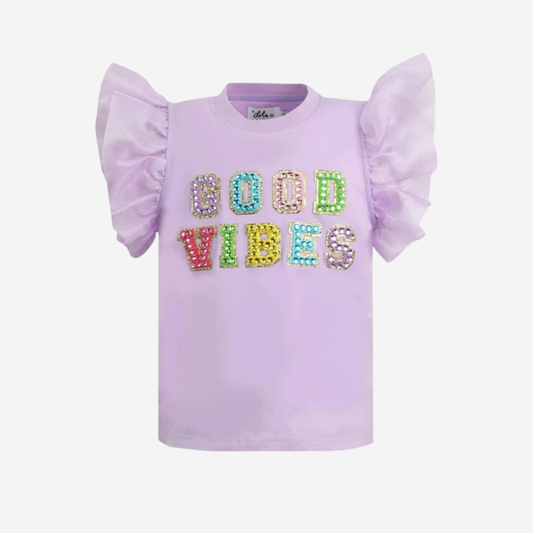 GOOD VIBES GEM RUFFLE SHIRT