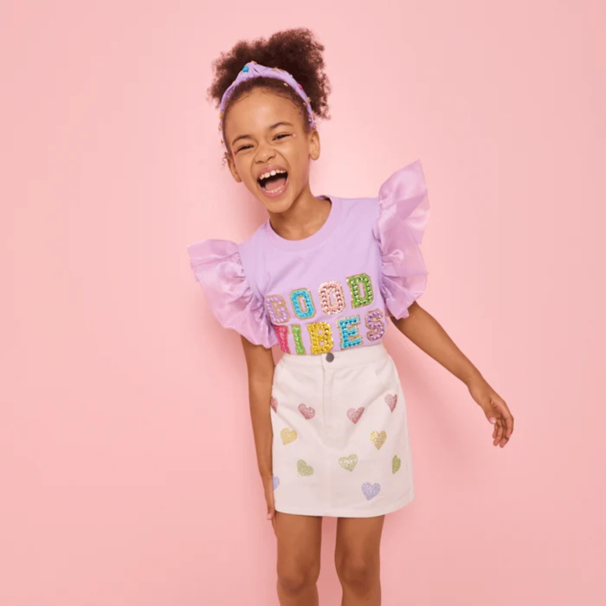 GOOD VIBES GEM RUFFLE SHIRT