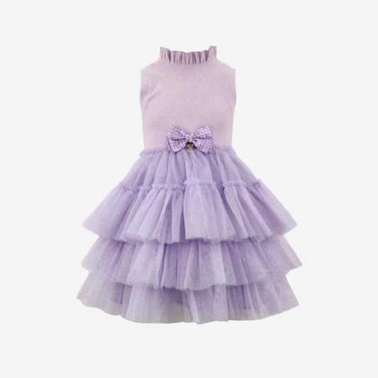 LAVENDER SHIMMER PARTY BOW DRESS
