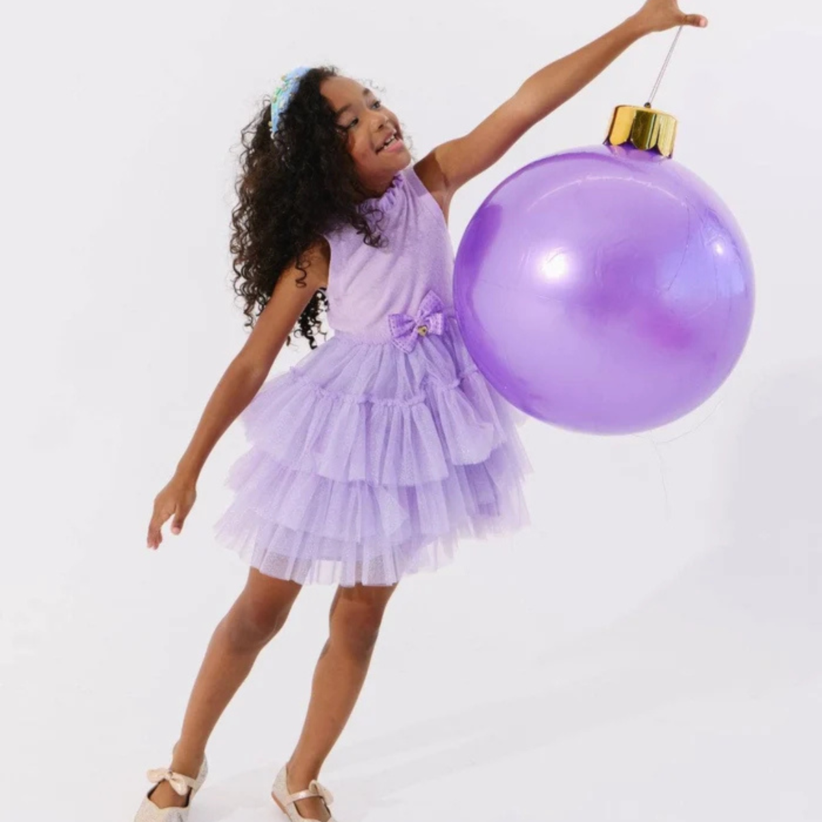 LAVENDER SHIMMER PARTY BOW DRESS