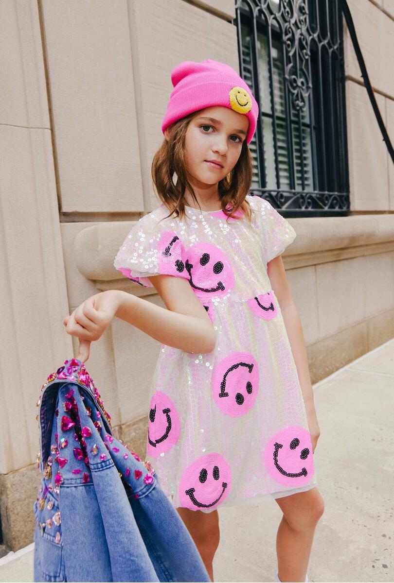 PINK HAPPY EMOJI DRESS