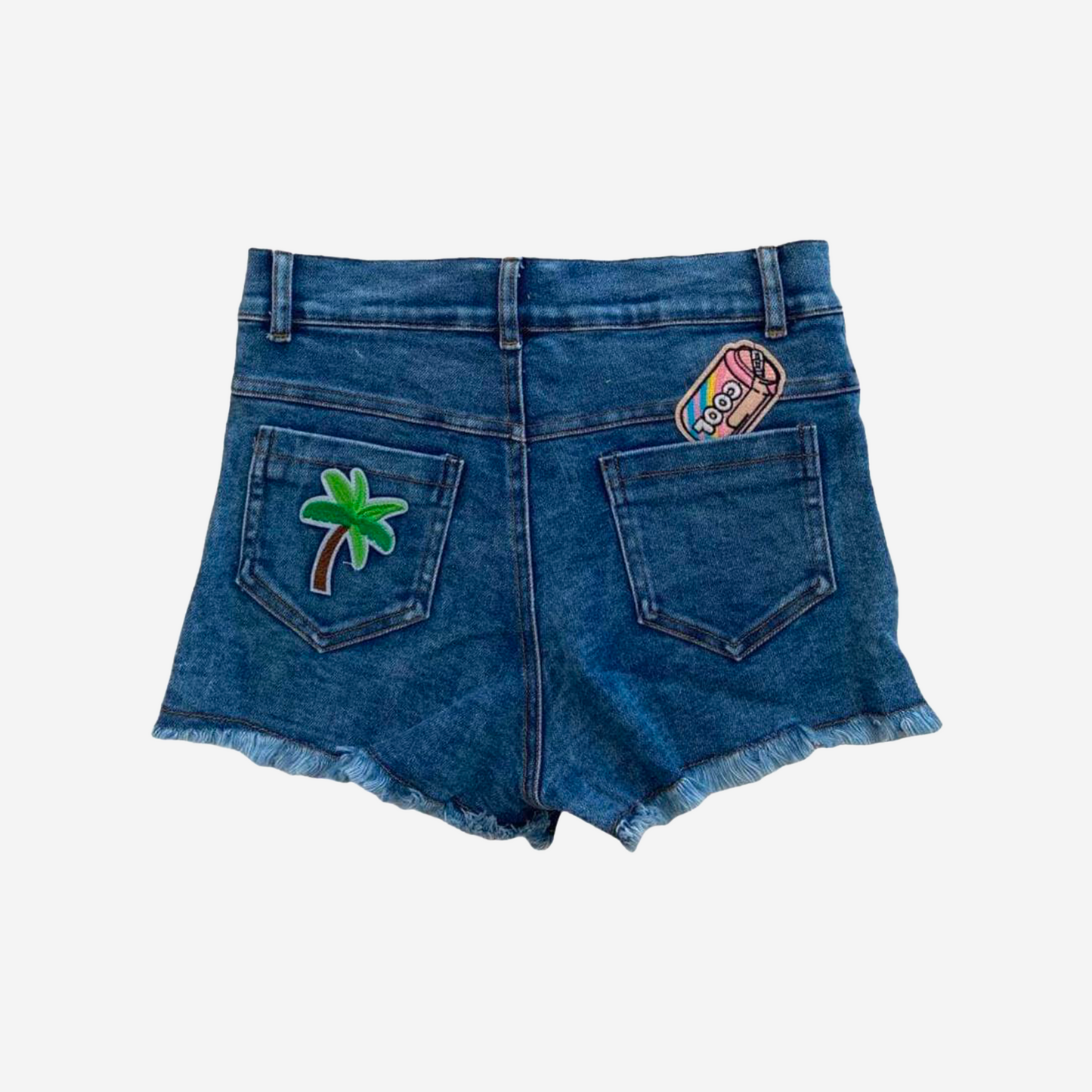 RAINBOW BUTTONS DENIM SHORTS