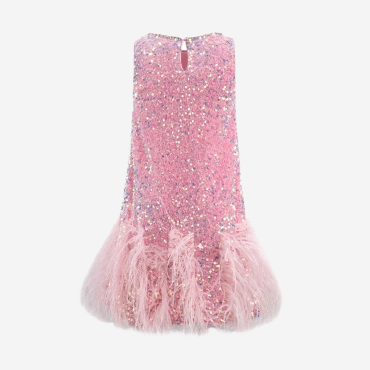SEQUIN FEATHER PRETTY PINK DRESS