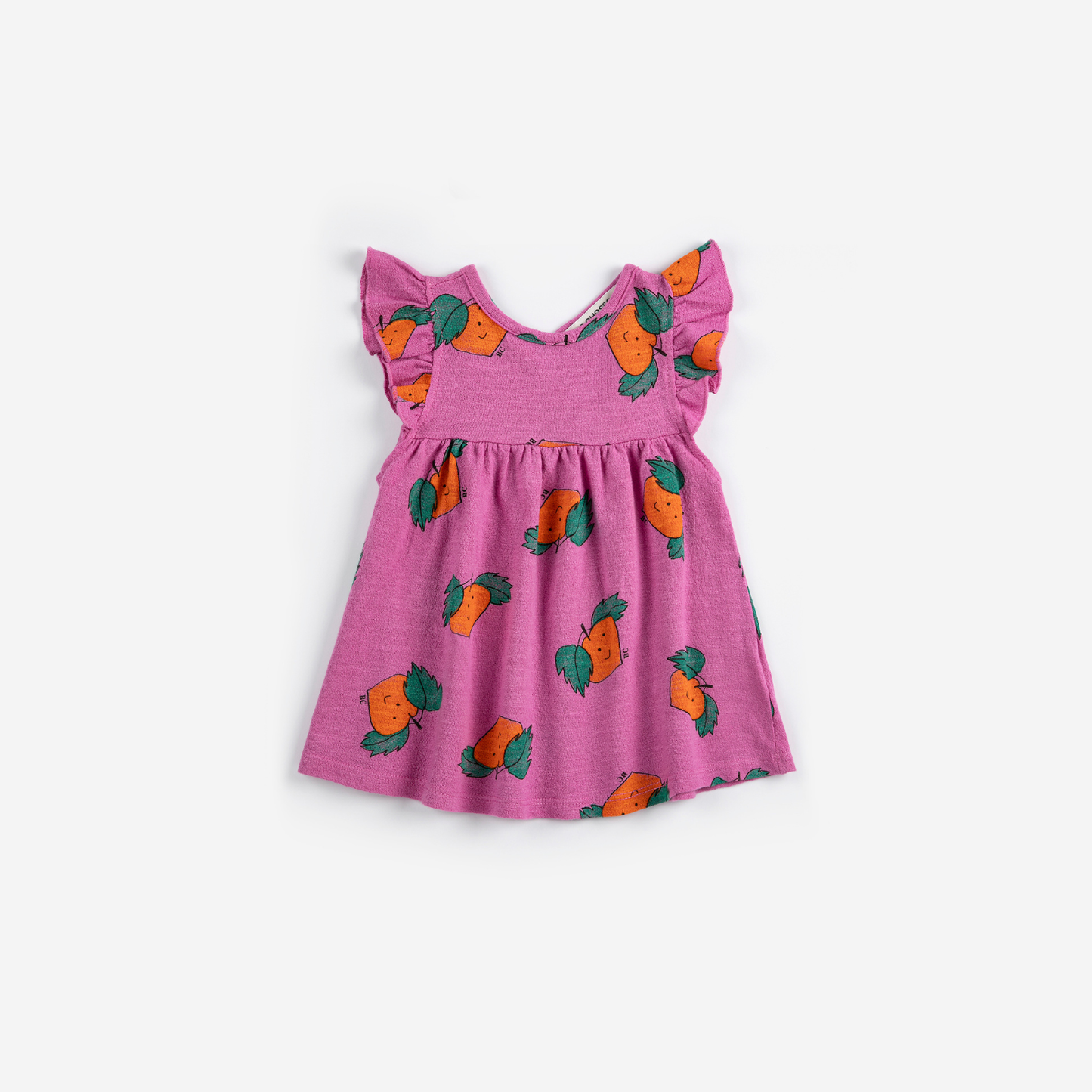 TANGERINE ALL OVER RUFFLED DRESS